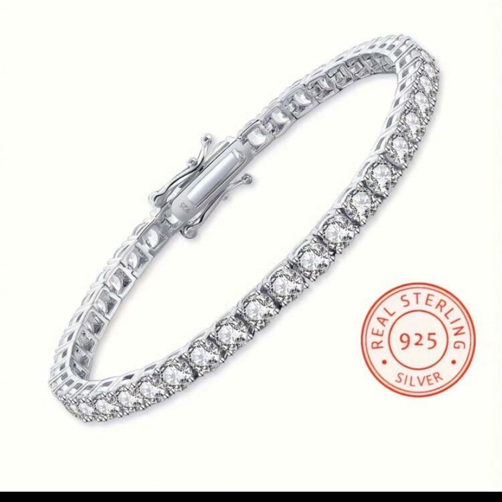 NWT 5 carat STUNNING Silver 3mm Moissanite Tennis Bracelet - Picture 6 of 7